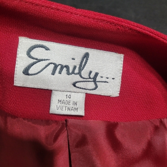 Emily Red 2Pc Double Breasted Blazer Skirt Set Corpcore Office Women's Size 14 - Picture 7 of 13
